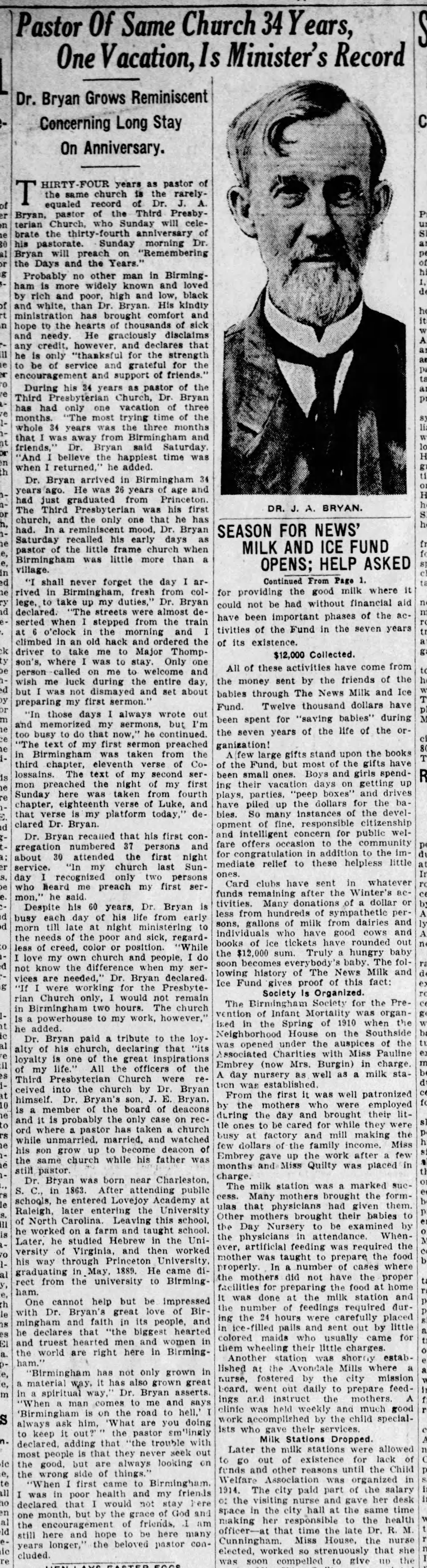 Pastor of Same Church 34 Years, One Vacation, Is Minister's Record